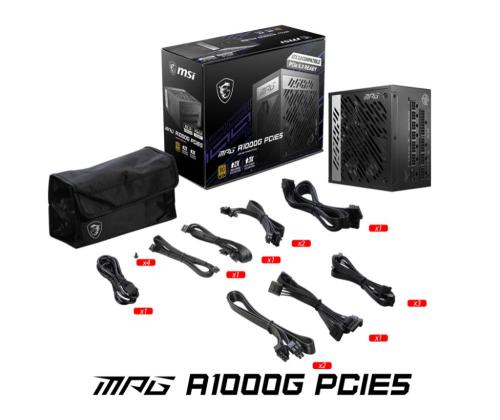 Power Supply MSI 1000 Watts Efficiency 80 PLUS GOLD PFC Active MPGA1000GPCIE5