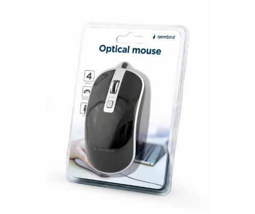 MOUSE USB OPTICAL BLACK/SILVER/MUS-4B-06-BS GEMBIRD