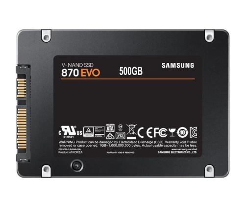 SSD SAMSUNG 870 EVO 500GB SATA SATA 3.0 MLC Write speed 530 MBytes/sec Read speed 560 MBytes/sec...