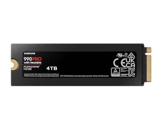 SSD SAMSUNG 990 PRO with Heatsink 4TB M.2 PCIe Gen4 NVMe TLC Write speed 6900 MBytes/sec Read...