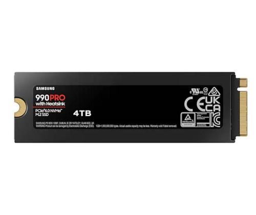 SSD SAMSUNG 990 PRO with Heatsink 4TB M.2 PCIe Gen4 NVMe TLC Write speed 6900 MBytes/sec Read...