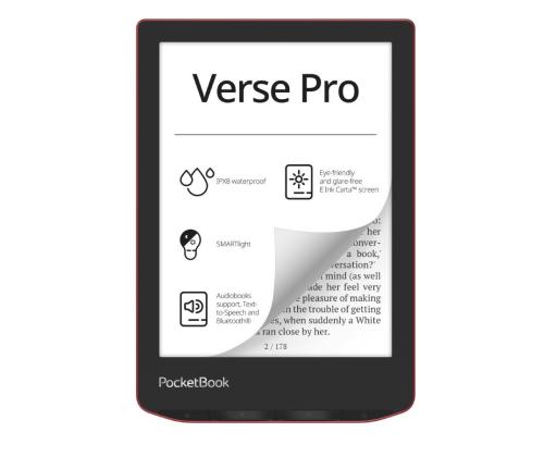 E-Reader POCKETBOOK Verse Pro 6" 1072x1448 1xUSB-C Wireless LAN Bluetooth Red PB634-3-WW