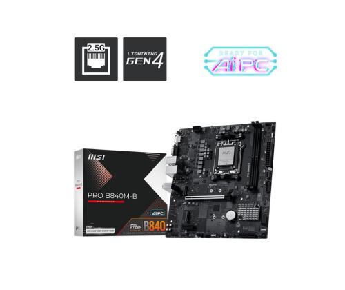 Mainboard MSI AMD B840 SAM5 Micro-ATX Memory DDR5 Memory slots 2 PROB840M-B
