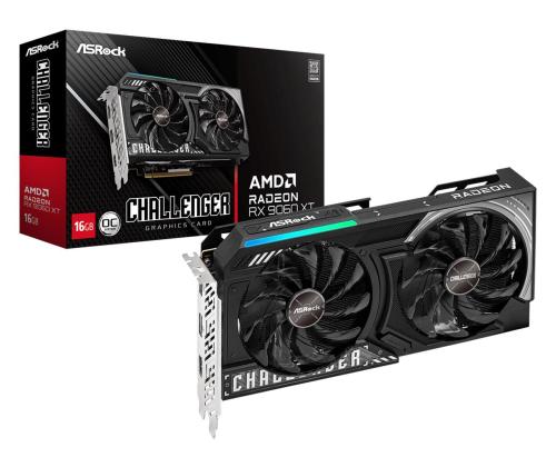Graphics Card ASROCK AMD Radeon RX 9060 XT 16 GB GDDR6 128 bit PCIE 5.0 16x Dual Slot Fansink...