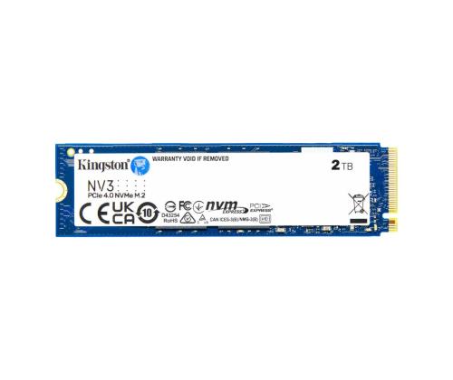 SSD KINGSTON NV3 2TB M.2 PCIE NVMe 3D NAND Write speed 5000 MBytes/sec Read speed 6000 MBytes/sec...