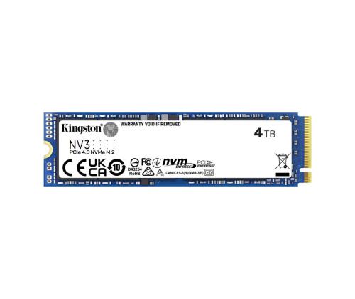 SSD KINGSTON NV3 4TB M.2 PCIE 3D NAND Write speed 5000 MBytes/sec Read speed 6000 MBytes/sec MTBF...