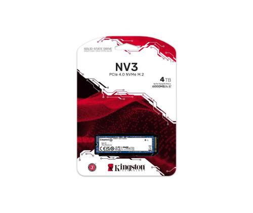 SSD KINGSTON NV3 4TB M.2 PCIE 3D NAND Write speed 5000 MBytes/sec Read speed 6000 MBytes/sec MTBF...