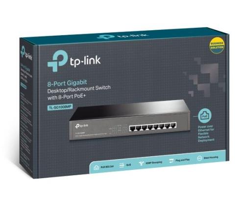Switch TP-LINK Desktop/pedestal Rack PoE+ ports 8 TL-SG1008MP