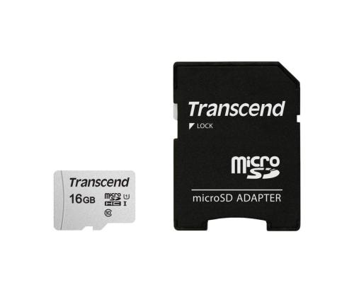MEMORY MICRO SDHC 16GB W/ADAP/C10 TS16GUSD300S-A TRANSCEND