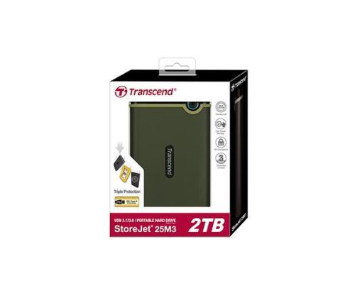 External HDD TRANSCEND StoreJet 2TB USB 3.0 Colour Green TS2TSJ25M3G