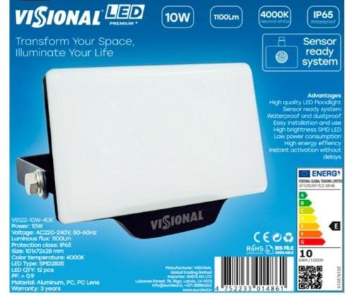 Lamp VISIONAL Power consumption 10 Watts Luminous flux 1100 Lumen 4000 K AC220-240V Beam angle...