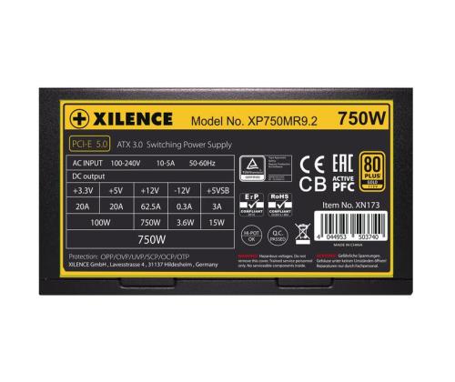 Power Supply XILENCE 750 Watts Efficiency 80 PLUS GOLD PFC Active XN173