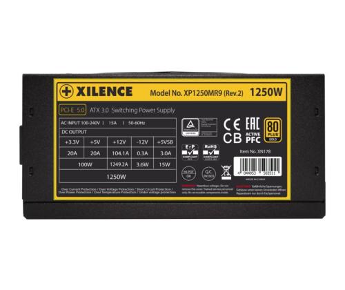 Power Supply XILENCE 1250 Watts Efficiency 80 PLUS GOLD PFC Active XN178