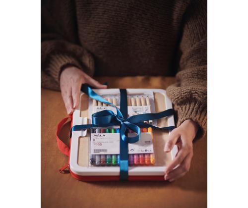 MÅLA kaasask. joonistustarvete karp, punane, 35x27 cm