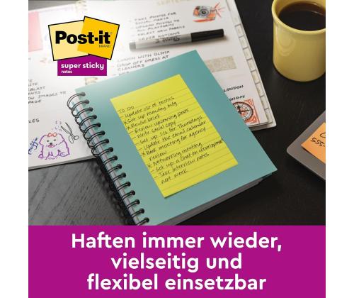 Märkmepaber 101x152mm A6 POST-IT 6445 Super Sticky 4x45 lehte