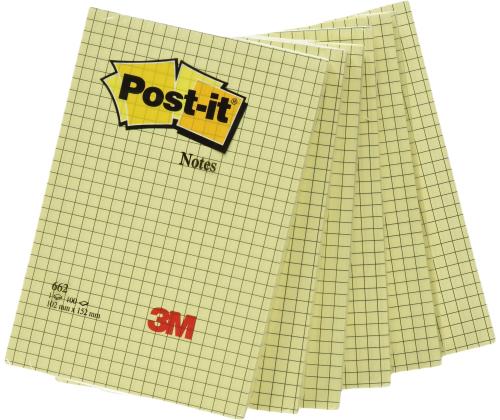 Märkmepaber 102x152mm POST-IT T662 ruuduline 100 lehte