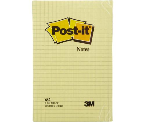 Märkmepaber 102x152mm POST-IT T662 ruuduline 100 lehte