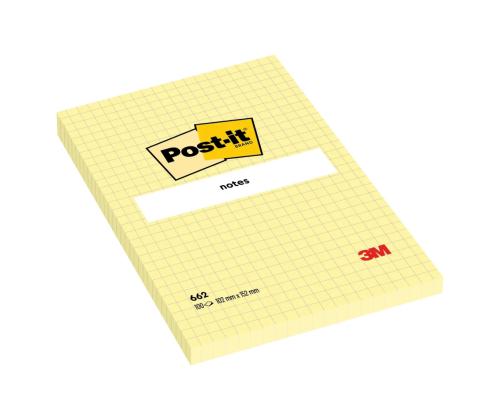 Märkmepaber 102x152mm POST-IT T662 ruuduline 100 lehte
