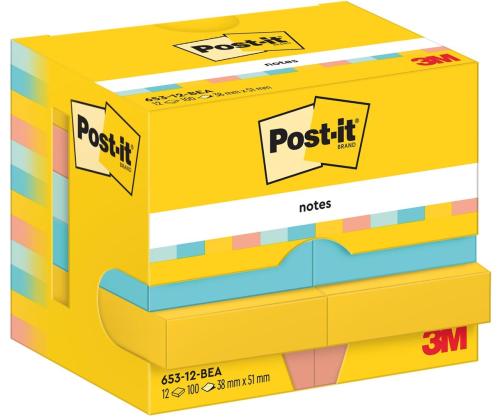 Märkmepaber 38x51mm POST-IT Beachside 653 12x100 lehte