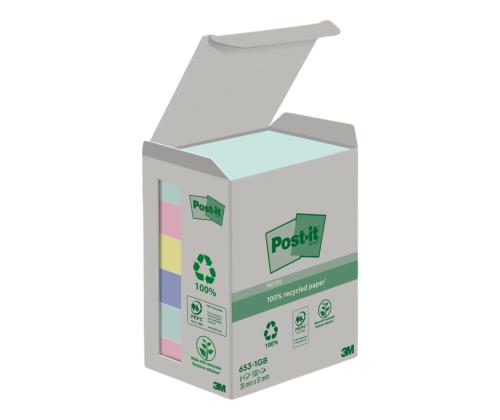 Märkmepaber 38x51mm POST-IT Recycled 6531GB pastelne 6x100 lehte
