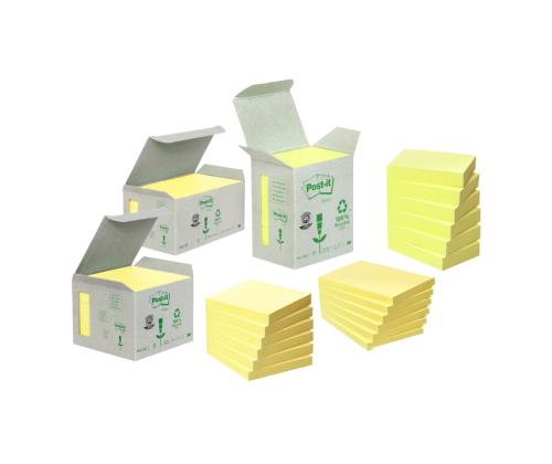 Märkmepaber 38x51mm POST-IT Recycled 653RY kollased 6x100 lehte