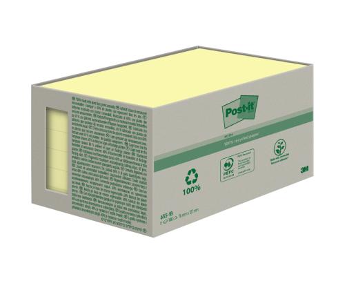Märkmepaber 38x51mm POST-IT Recycled 653RY kollased 6x100 lehte