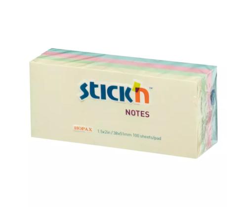 Märkmepaber 38x51mm StickN 12x100lehte erinevad värvid