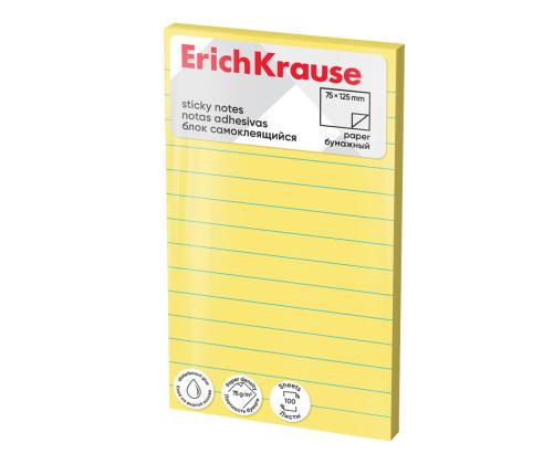 Märkmepaber 75x125mm ERICH KRAUSE jooneline kollane 100 lehte