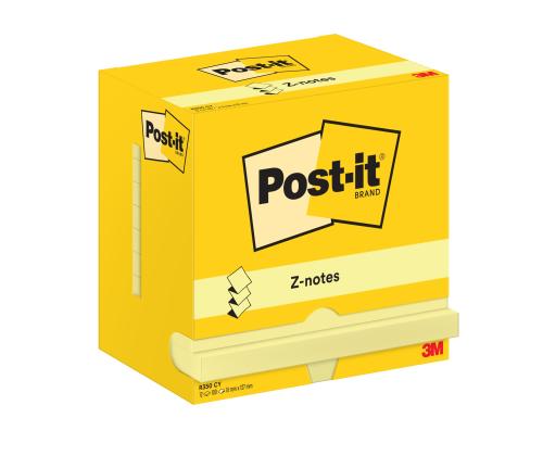 Märkmepaber 76x127mm POST-IT Z-notes kanaari kollane 12x100 lehte