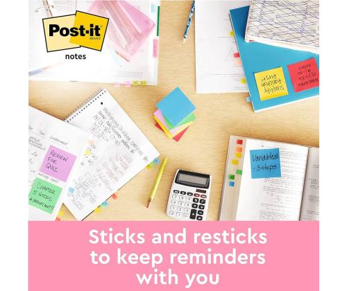 Märkmepaber 76x76mm POST-IT 654 Energetic 6x100 lehte