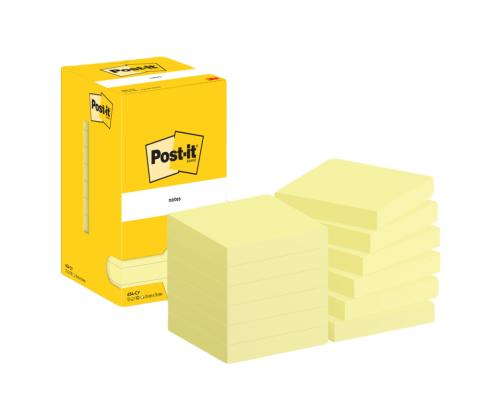 Märkmepaber 76x76mm POST-IT kanaari kollane 12x100 lehte