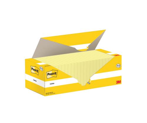 Märkmepaber 76x76mm POST-IT kanaari kollane 12x100 lehte + 12 pk TASUTA