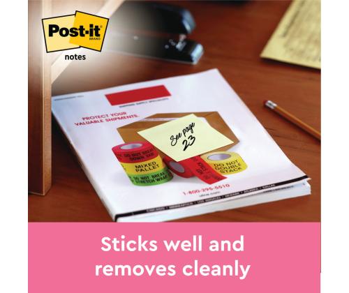 Märkmepaber 76x76mm POST-IT kanaari kollane 12x100 lehte + 12 pk TASUTA