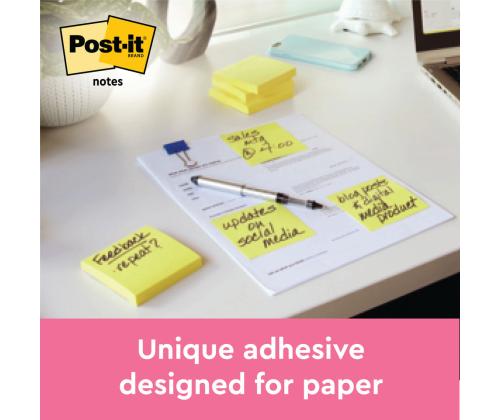 Märkmepaber 76x76mm POST-IT kanaari kollane 12x100 lehte + 12 pk TASUTA