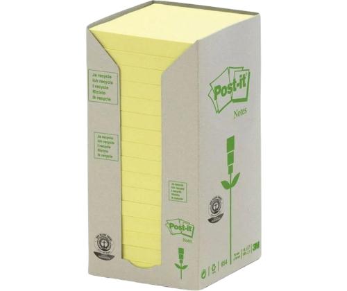 Märkmepaber 76x76mm POST-IT Recycled 654RY kollased 6x100 lehte