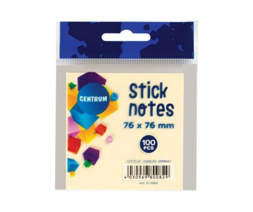 Märkmepaber CENTRUM 76x76mm helekollane 100 lehte
