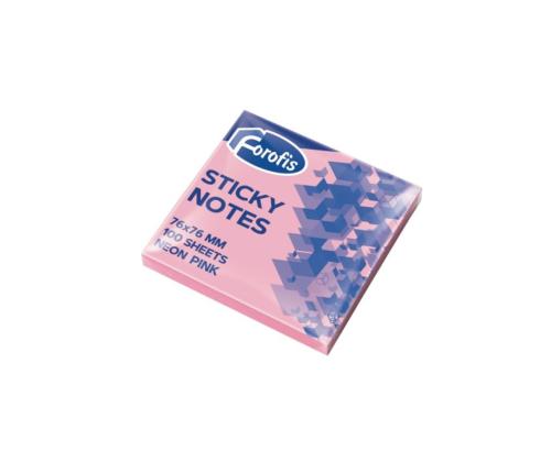Märkmepaber FOROFIS 76x76mm neoon roosa 80 lehte