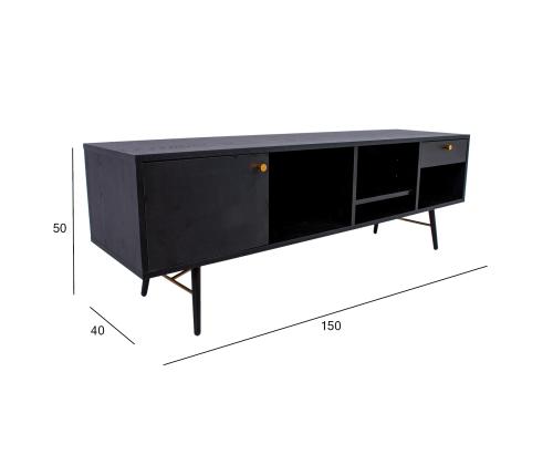 TV-laud LUXEMBOURG 150x40xH50cm, must melamiin