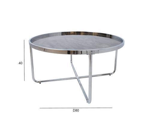 Diivanilaud ASTOR D80xH40cm, hall, klaas, terasjalad