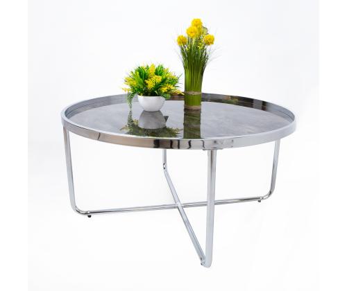 Diivanilaud ASTOR D80xH40cm, hall, klaas, terasjalad