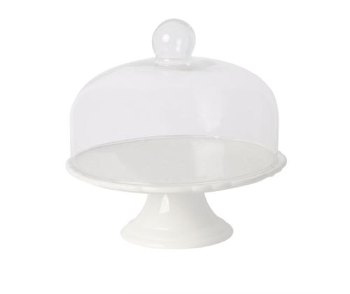 Koogivaagen jalaga SOFIA, D28xH9,5/27cm, klaaskupliga, valge