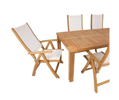 Söögilauakomplekt BALI laud 220x100xH75cm, 6 tooli 60x70xH110cm, tiikpuit