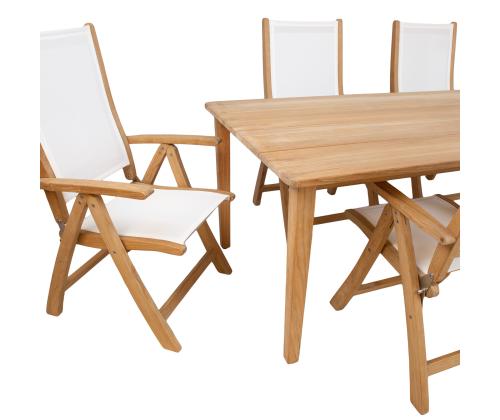 Söögilauakomplekt MALDIVE laud 220x100xH75cm, 6 kokkupandavat tooli 60x70xH110cm, tiikpuit