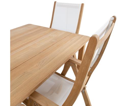 Söögilauakomplekt MALDIVE laud 220x100xH75cm, 6 kokkupandavat tooli 60x70xH110cm, tiikpuit