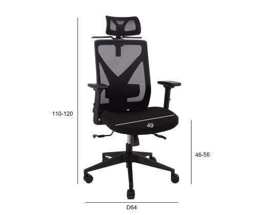 Töötool MIKE 64x65xH110-120cm, must