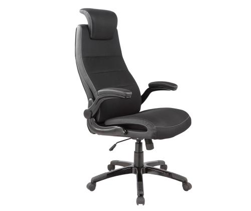 Töötool PISTOIA, 68x72xH113-121cm, must, kangas, kunstnahk, plastik