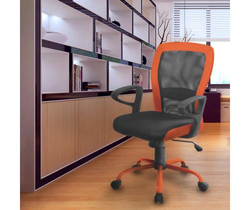 Töötool LENO, 60x57xH91-98,5cm, hall/oranž, polüesterkangas, teras