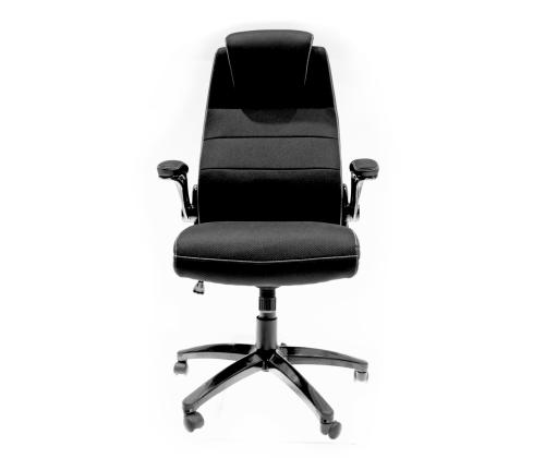 Töötool PISTOIA, 68x72xH113-121cm, must, kangas, kunstnahk, plastik