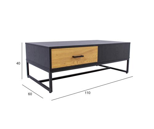 Diivanilaud AMSTERDAM 110x60xH40cm, tamm/must