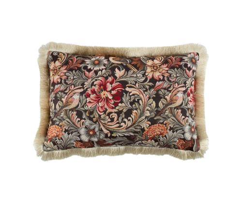 Padi GLAMUUR 60x40cm, karvase äärega, linnud ja lilled,  50% puuvill, 50% polüester, kangas 041/284